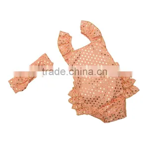 Gold Polk Dots Baby Romper Fancy Flower Kids Toddler Rompers Casual Baby Clothes Girls thumbnail-3