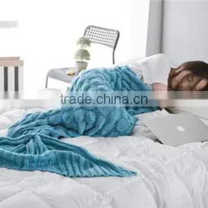 TV Blanket Knitted Fish Scale Mermaid Tail Blanket Colorful Sleeping Bag thumbnail-2