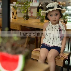 Lovely Fashion 2016 Girl Sleeveless Blouse Summer Blouse off Shoulder Blouse Bright Color Baby Girl Printed Dress for Summer thumbnail-3