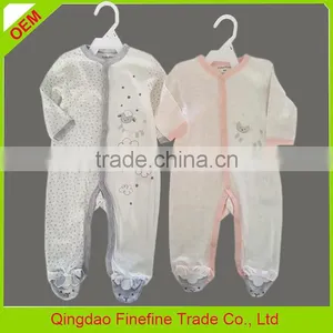 In-stock Baby Girl One Piece Rompers Cotton Knitted Snap Front Footies China thumbnail-1