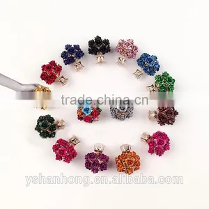 2016 New Arrived Crystal Rose Flowers Stud Earring Colors Wholesale Double Side Flower Design Stud thumbnail-6