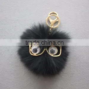Myfur Cute Style White Fox Fur Pom Pom Keychain Customized Bag Charm thumbnail-4