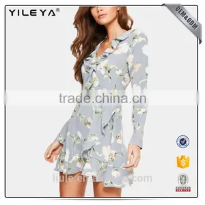 Latest Stylish Fiery Deep-V Sexy Floral Printed Backless Split Dress thumbnail-1