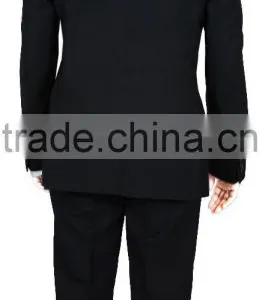 NAAMS MEN'S WOOL 2 BUTTON 2 VENT SLIM FIT SUIT JACKET FLAT FRONT PANT BLACK HERRINGBONE thumbnail-4