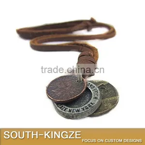 Retro Style Metal Necklace Pendant Leather Hanging Line thumbnail-1