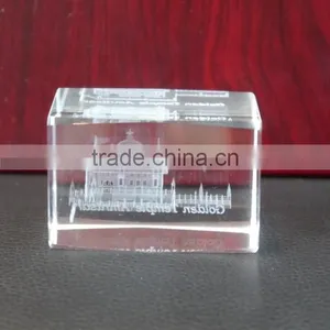 3D Laser Engraved Indian Golden Temple Cube Religious Crystal Souvenirs Crystal Gifts thumbnail-1