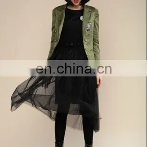 Academy Style Fashion Design Badge Embroidered Mini Suit Coat for Ladies thumbnail-1