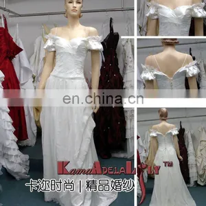 EB401 Elegant Short Sleeve V-neck Wedding Dress Chiffon Fishtail Wedding Gown thumbnail-1