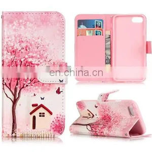 Tree and House Design pu Wallet Stand Case With Card Slot for Iphone 7 Plus thumbnail-2