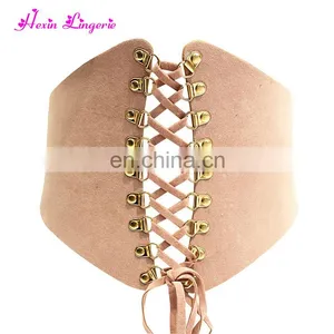 Big Stock Pink Wide Imitation Leather Waist Belt Lingerie Pink Corsets Teens thumbnail-2
