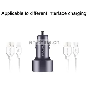 Mobile Phone C-M215 5V 2.1A Aluminum Alloy Dual USB Ports Smart Car Charger With Micro USB to USB Charger = thumbnail-4