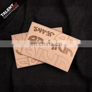Custom Private Brand Name Logo PU Leather Label for Garment thumbnail-1