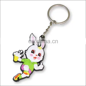 Custom PVC Rubber Cute Cartoon Rabbit Keychains for Sale thumbnail-1