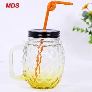 Wholesale Ancient Glassware Color Pineapple Mason Jar With Handle thumbnail-5