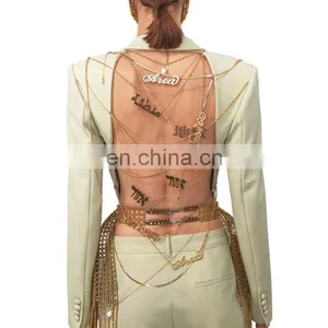 Ladies Fashion Casual Suit With Back Metal Chain Decoration Black Suit Jacket Women Blazers Suits thumbnail-1