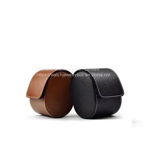 New High-grade PU Leather Snap on Portable Single Travel Watch Packing Box Storage Bag thumbnail-3