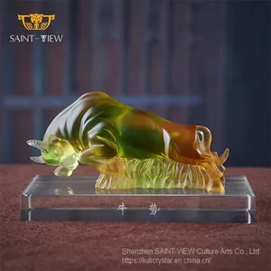 LiuLi Glass Lost-Wax Art Crystal Feng Shui Decoration - Pig Statue Chinese New Year Gift thumbnail-4