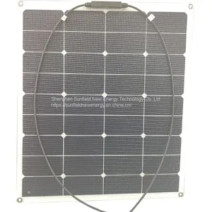 High Efficiency SunPower 50W 60W 65W 20.5V Flexible Solar Panel Custom Made Factory Price thumbnail-1