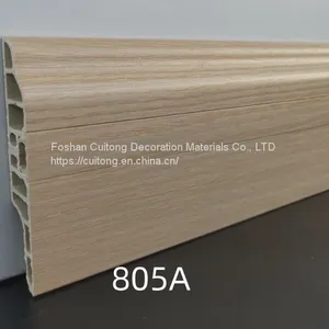 Foshan Wholesale PVC Wood Grain Baseboard Waterproof Baseboard Factory Office Hotel Apartment Project Baseboard thumbnail-5