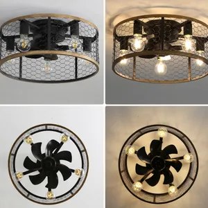 Retro Fan Light 110V, 20 Inch Birdcage Fan Bedroom Light Variable Frequency Electric Fan Light（Wechat:13510231336） thumbnail-1