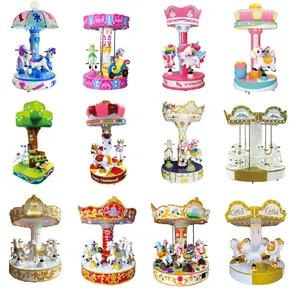 Pink Horse Playground Kids Kiddie Rotating Horses Ride Park Games Carousel For Child thumbnail-5