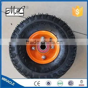 High Quality 10" 4.10/3.50-4 Nature Rubber Pneumatic Trolley Wheel With Metal Rim thumbnail-2