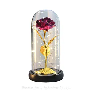 Wholesale Acrylic Cover Rose in Glass Dome With LED Light Women's Gift Sets for Valentine Wedding thumbnail-2