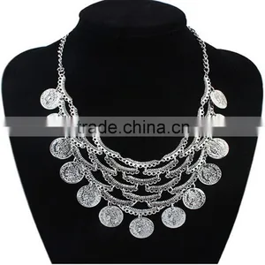 Hot Sale Short Chain Gold and Silver Necklace Coin Tassel Necklace Wholesale thumbnail-3