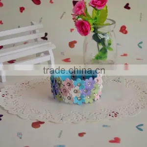 Wholesale Custom Sky Blue Leather Bracelets With Flowers thumbnail-1