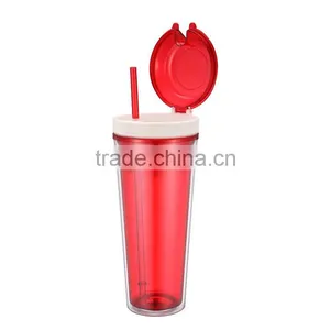 Hot Sale 24oz Acrylic Novel Double Wall Tumbler Cups With Straw thumbnail-2