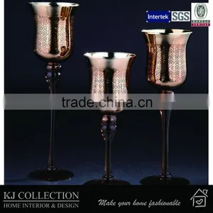 Long-Stem Glass Tealight Candleholders With Electro-Piated thumbnail-2