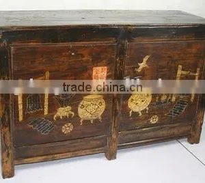 Old Chinese Antique Mongolia Hand Painted Cabinet thumbnail-1