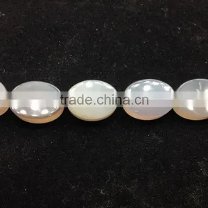 WholeSale High Quality Price Polish Double Flat Shape Grey Agate Oval Loose Beads for Jewelry Making thumbnail-1