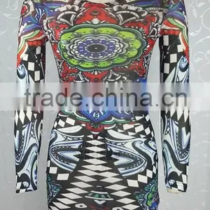Women Sexy Night Dress Tribal Tattoo Printed Night Club Wear Bandage Bodycon Party Dress thumbnail-3
