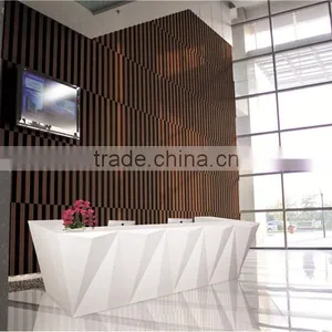 Elegant Diamond Shape White Modern Reception Desk thumbnail-1