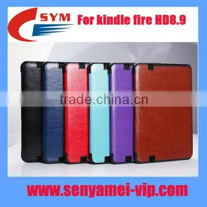 Factory Crazy Horse Pattern PU Leather for Kindle Fire HD 8.9 Case Leather , Case for Kindle Fire 8.9 Cover thumbnail-1