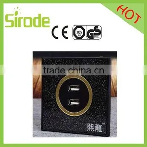 Flashes Black Colour Fashion Wall USB Socket 2 Gang Switch Socket thumbnail-1