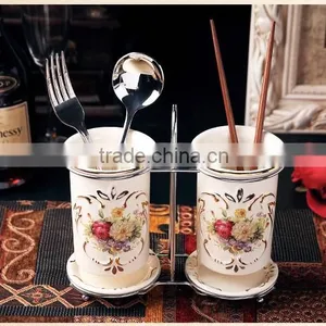 2016 Delicated Bulk Ceramic Chopsticks Spoon Fork Holder and Metal Rack Decor thumbnail-2