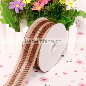 Plain Rustic Burlap Ribbon Trim,cheap Wired Burlap Ribbon for Party Decoration thumbnail-4
