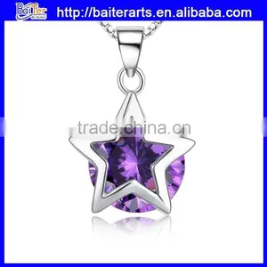 Fashion Austrian Crystals Pendant, 925 Sterling Silver Paved Diamond Pentagram Pendant thumbnail-2