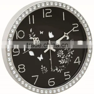 Home Flower Butterfly Metal Decorative Wall Mounted Diamond Clock thumbnail-1