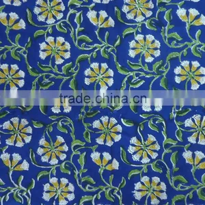 Blue Chakri Indian Hand Block Printed Cotton Tablecloth thumbnail-2