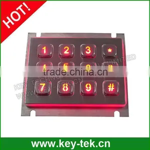 12 Keys 4X3 Backlit Stainless Steel Keypad With 0.45mm Short Stroke thumbnail-3