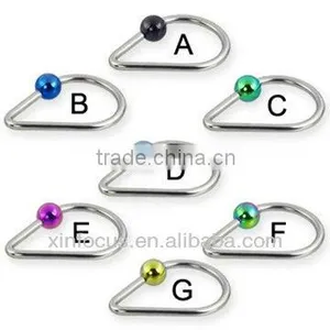 Pear-shaped Captive Bead Ring With Anodized Ball, 14 ga Bcr Piercing thumbnail-1