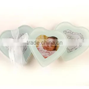 Crystal Heart Glass Coaster With Baby Photo Insert for Birthday Party Decorations thumbnail-1