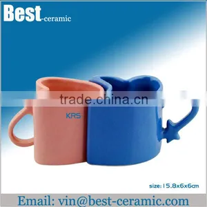 Color Glazed Couple Ceramic Half Cup thumbnail-1