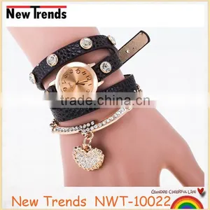 2016 Classical Heart Pendant Colorful Animal Print Leather Wrist Watch thumbnail-4