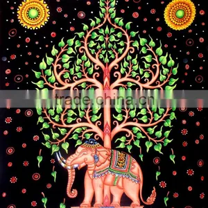 Tree With Elephant Tapestry Wall Hanging Star Wall Art Universe Mandala Tapestry Queen Bohemian Tapestries Printed Fabric Beach thumbnail-1