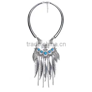Hot Gypsy Ethnic Tribal Turkish Boho Leaves Tassels Exaggerate Necklace thumbnail-3