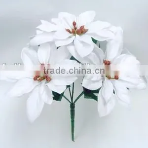 Indoor Artificial Christmas Flower Decoration H 25cm Silk Red Poinsettia Flower thumbnail-2